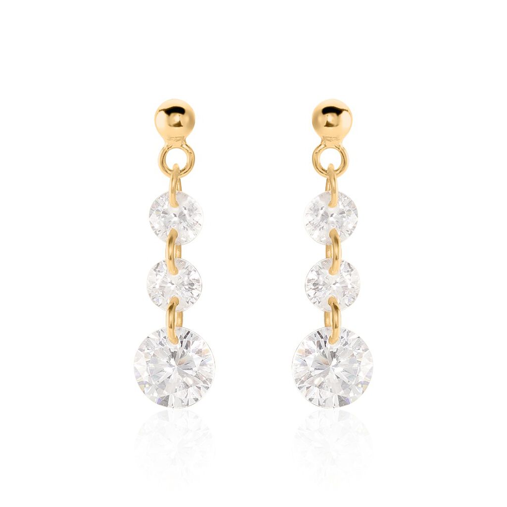 Boucles D'oreilles Pendantes Chalice Plaqué Or Jaune Oxyde Zirconium