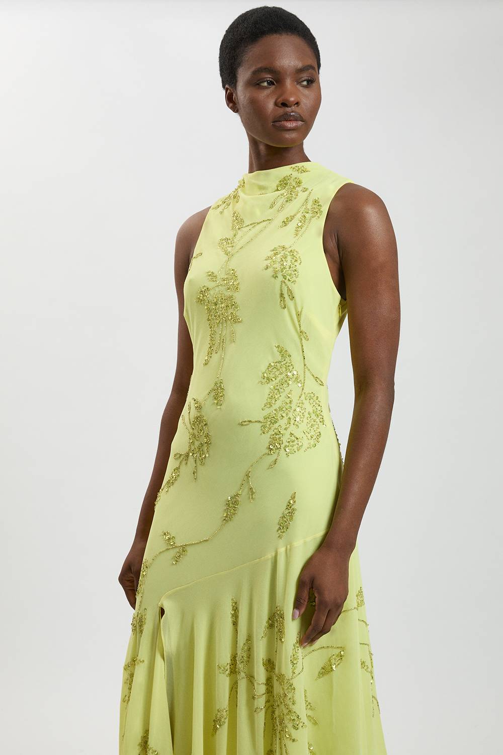 KarenMillen Robe Longue À Détail Col Drapé Orné De Perles