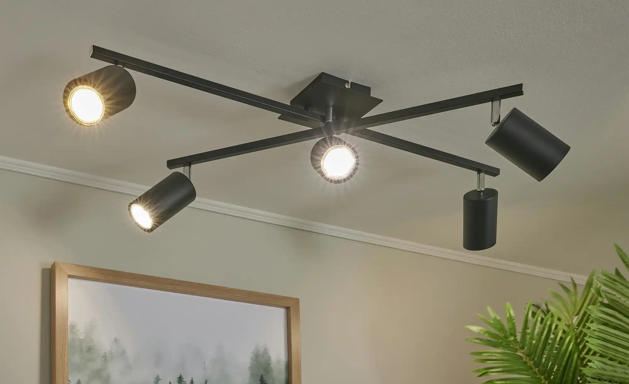 Trio Deckenspot, 5-flammig, schwarz