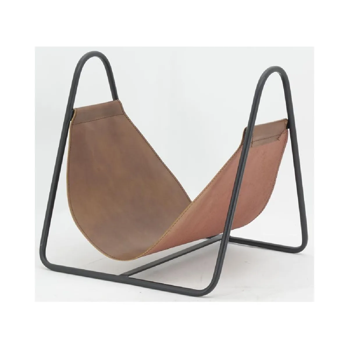 Aubry Gaspard Porte-bûches Métal et Cuir