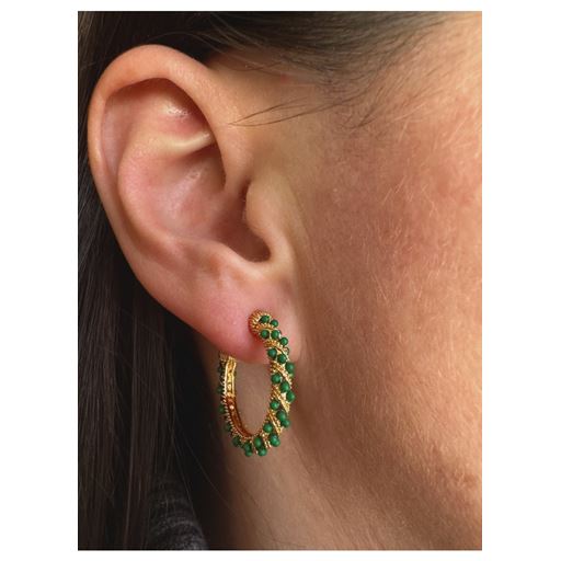Pico Akoya Stud Øreringe, Gold Plated/Green
