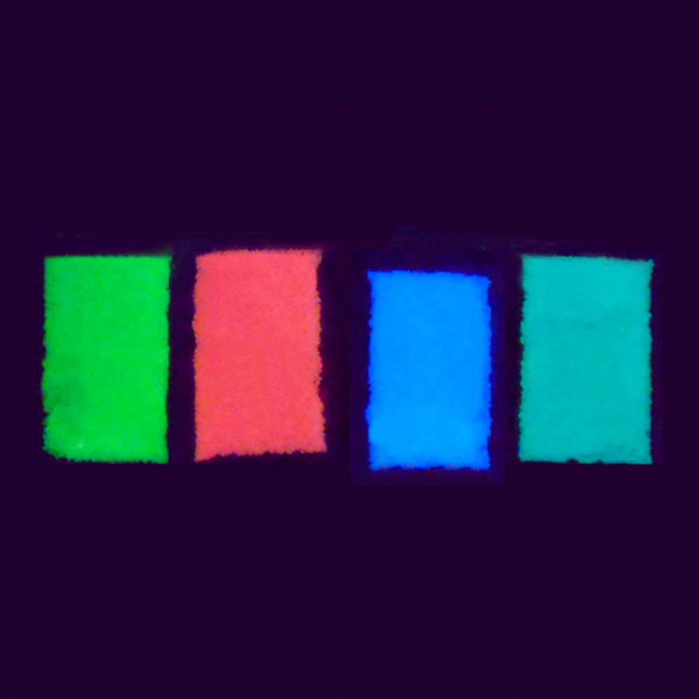 (4er Set) Glow in the Dark Leuchtpulver Party Deko Flaschenlicht - Blau / Pink / Gelb / Weiss