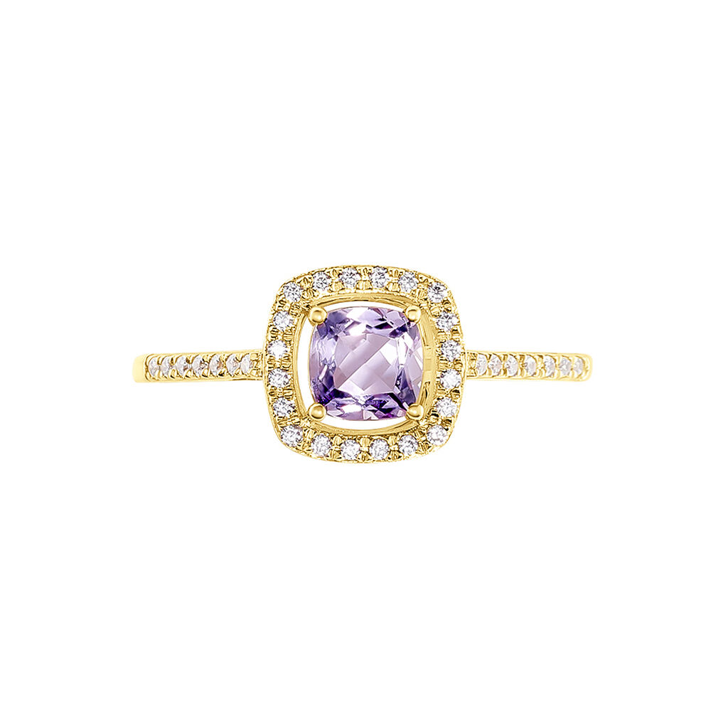 Bague Adrienna Or Jaune Améthyste Oxyde De Zirconium