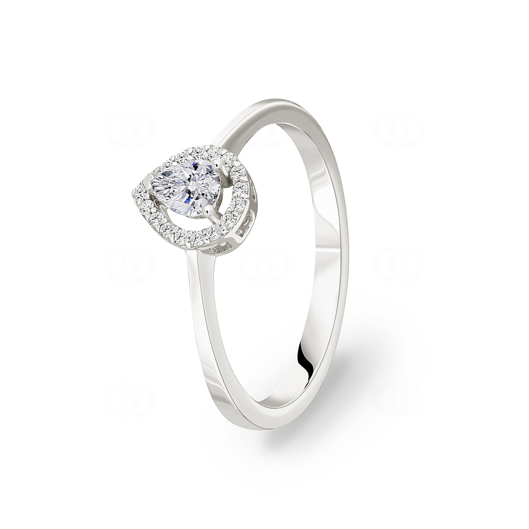 Verlobungsring 750/18 K Weissgold mit Diamanten 0.22 ct H/si