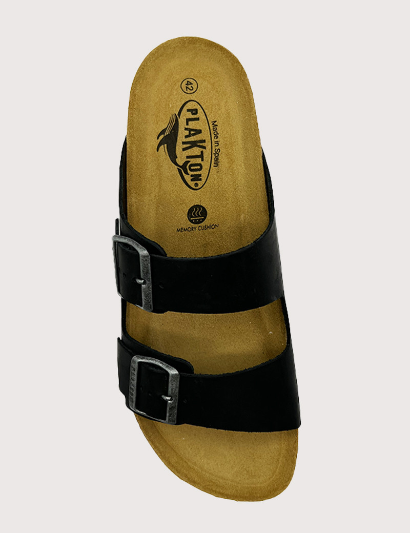PLAKTON MULES HOMME DOUBLE BRIDE NOIR