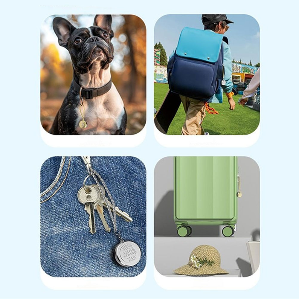 Alu Mini Bluetooth Keyfinder Smart Tracker Tag für iOS mit Apple Find My Network (inkl. Batterie CR2032) - Silber