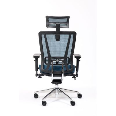 Fauteuil de bureau VASEAT - accoudoirs réglables - appui-tête intégré - bleu