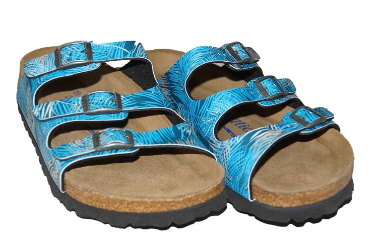 Birkenstock Florida PAP tropical leaf blue