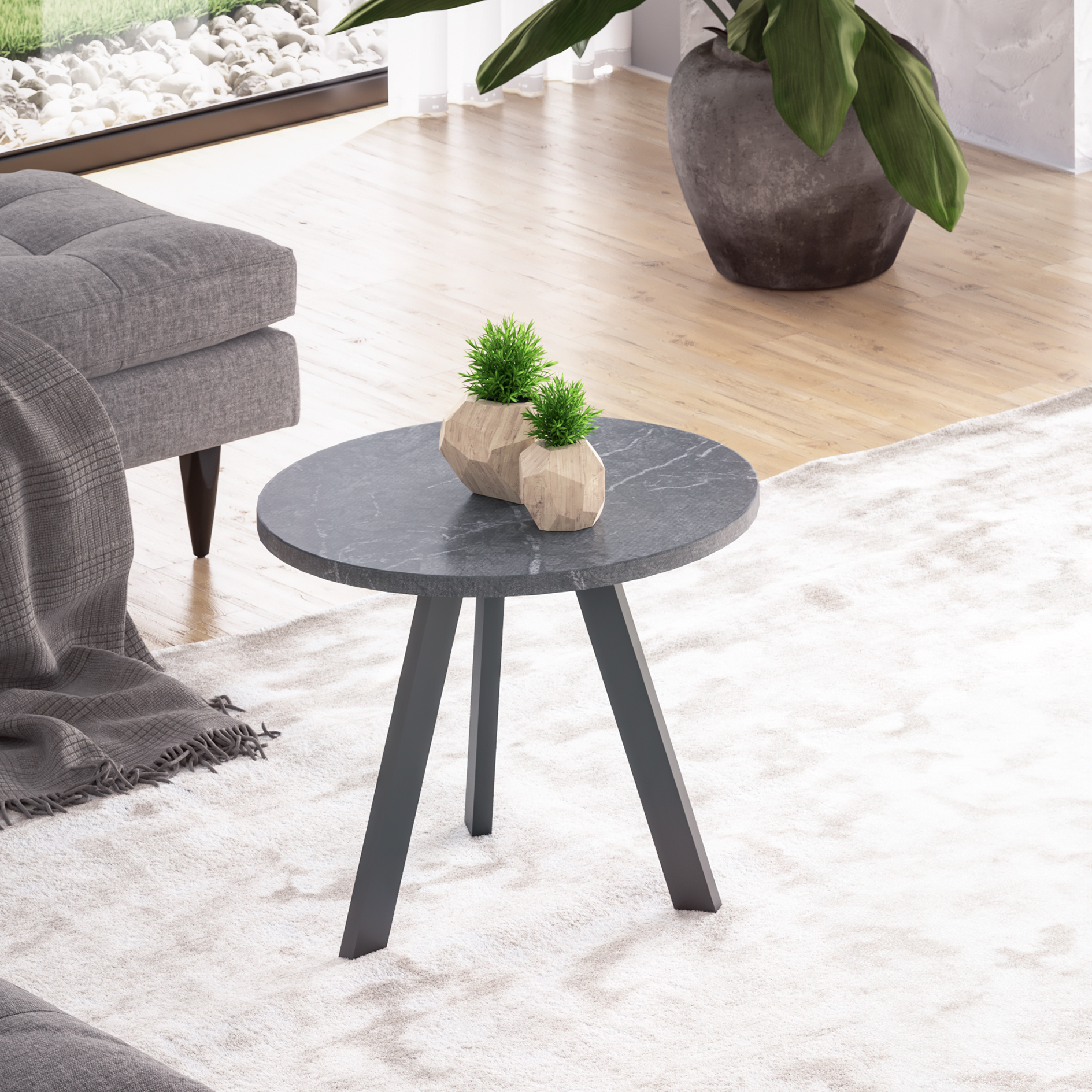 Couchtisch - schwarz - Keramik-Optik