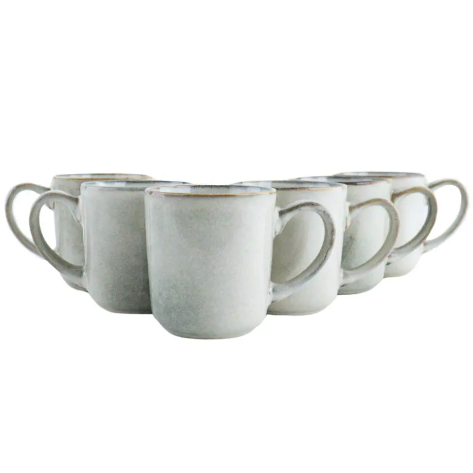 OTIX Koffiekopjes Met Oor Set van 6 Koffietassen Groot Theemok 420ML Aardewer...