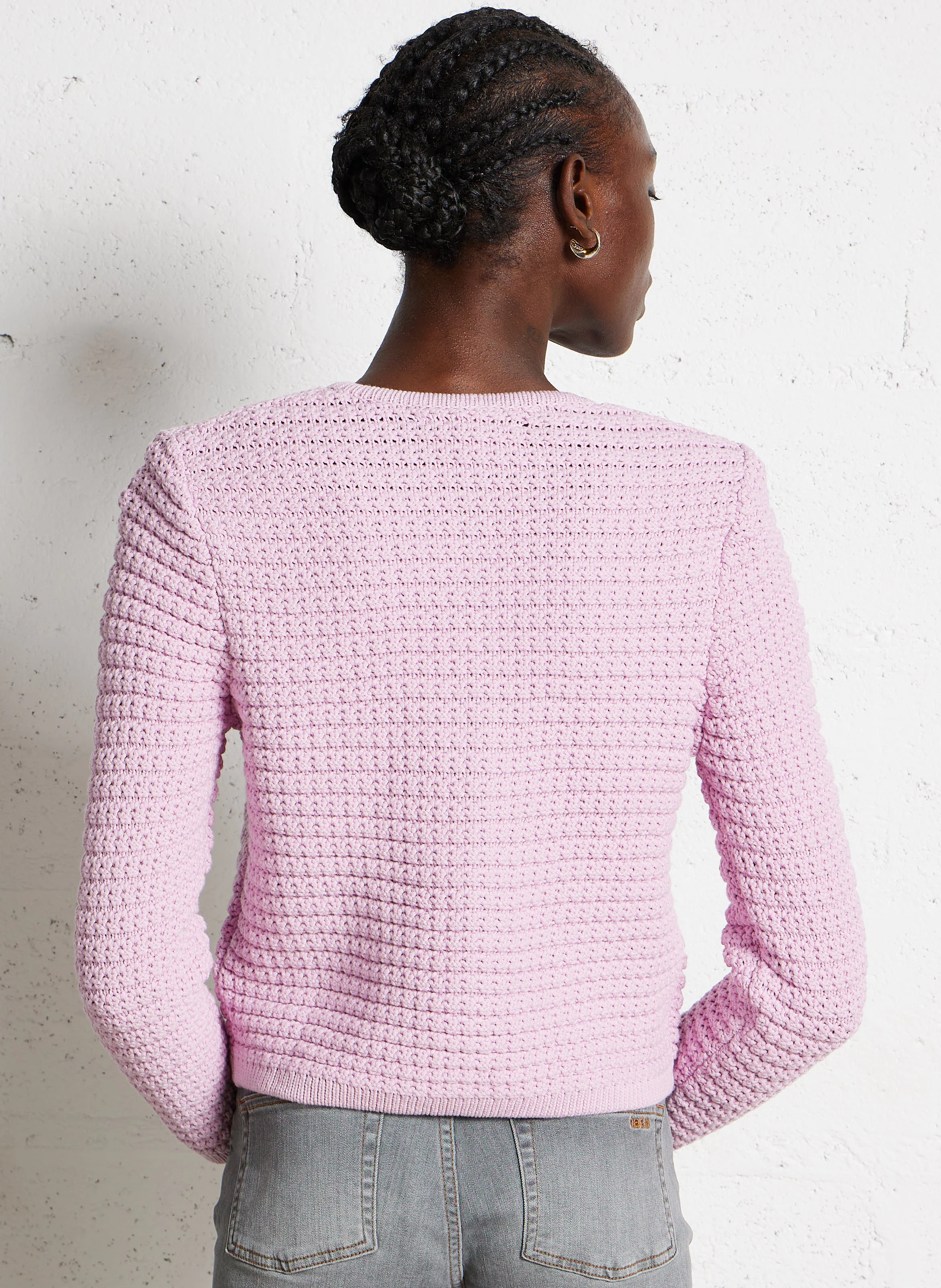 GASPARD - Cardigan droit à col rond | Violet