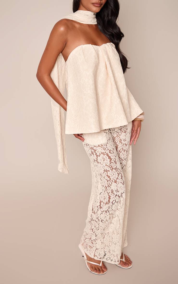 Butter Yellow Pantalon Large En Dentelle Transparente Ensemble Coordonné