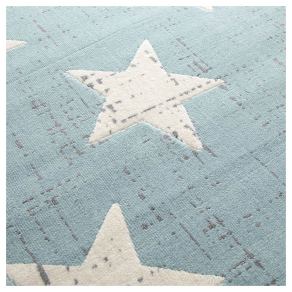 Tapis chambre d'enfant - star vintage - bleu pastel - 120 x 170 cm
