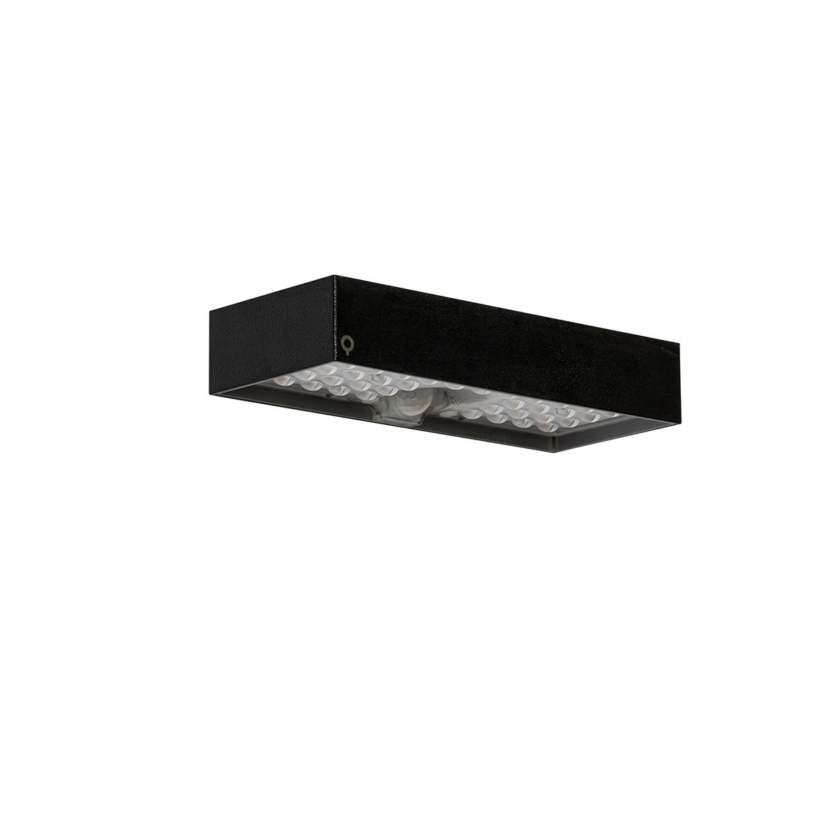 Buiten wandlamp zwart met dimlicht en sensor op solar - Kayo