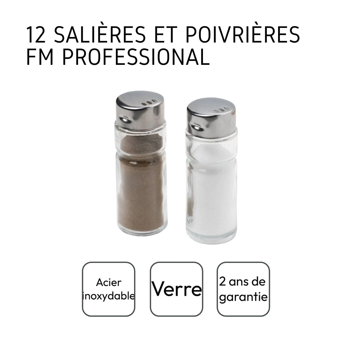 Lot de 12 salières/poivrières FM Professional