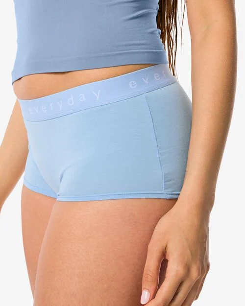 boxer femme taille haute en coton bleu