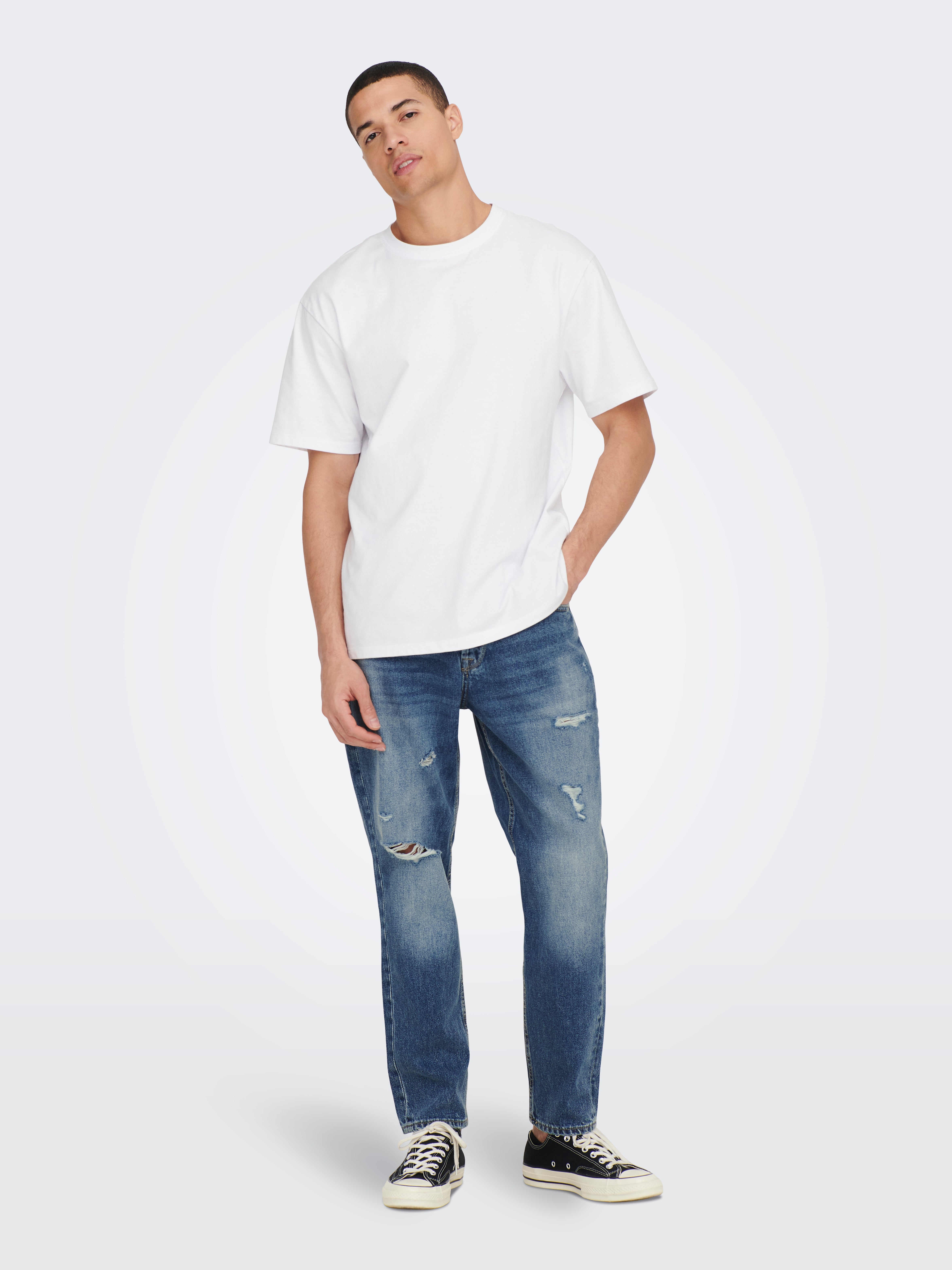 ONSAVI Mid Rise Verkürzt Jeans Medium Blue Denim
