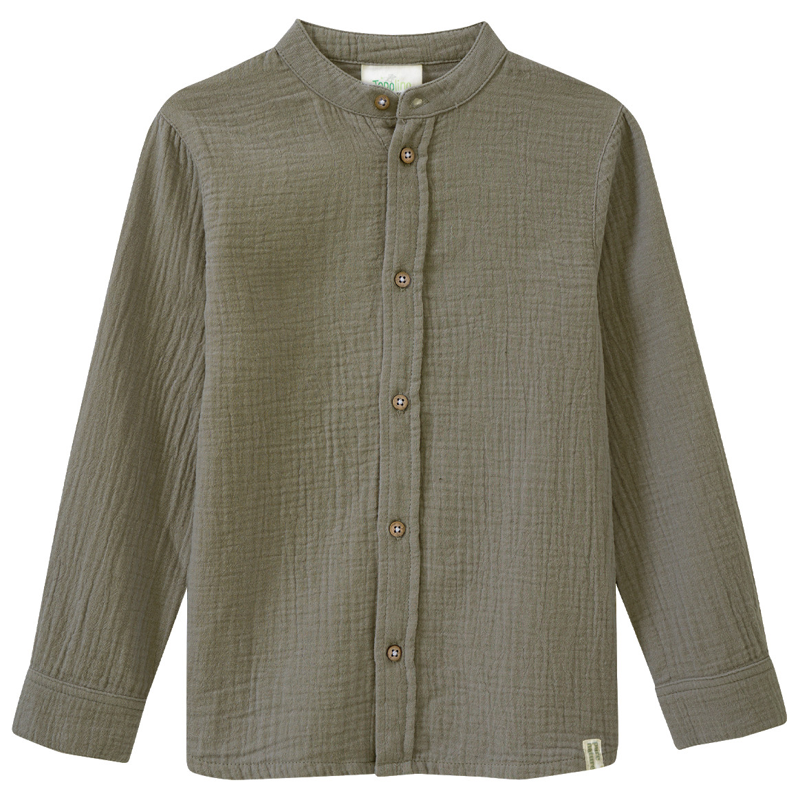 Topolino Pure Collection Jungen Musselin-Hemd mit Stehkragen dunkeloliv
