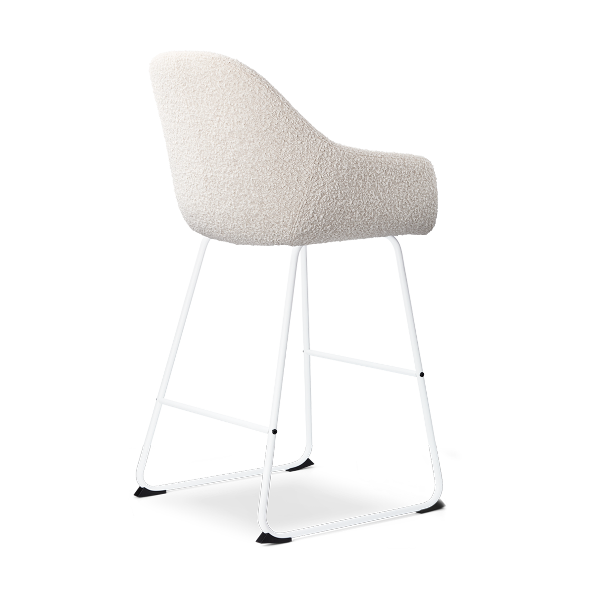 Barkruk Nino-Mae bouclé beige - wit onderstel - 65 cm