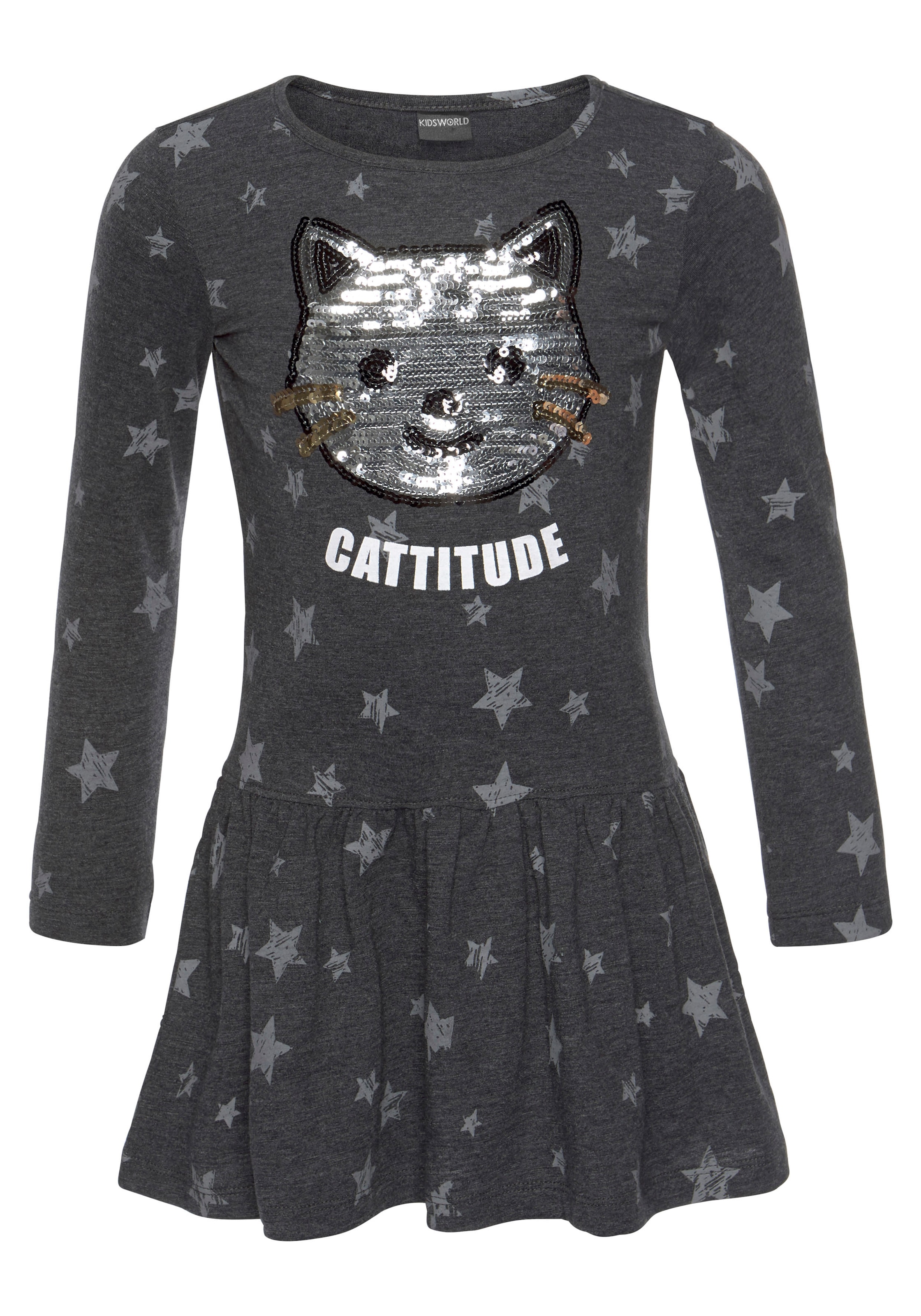 KIDSWORLD Jerseykleid »Kleid mit Pailletten« Shirtkleid mit süsser Paillettenapplikation