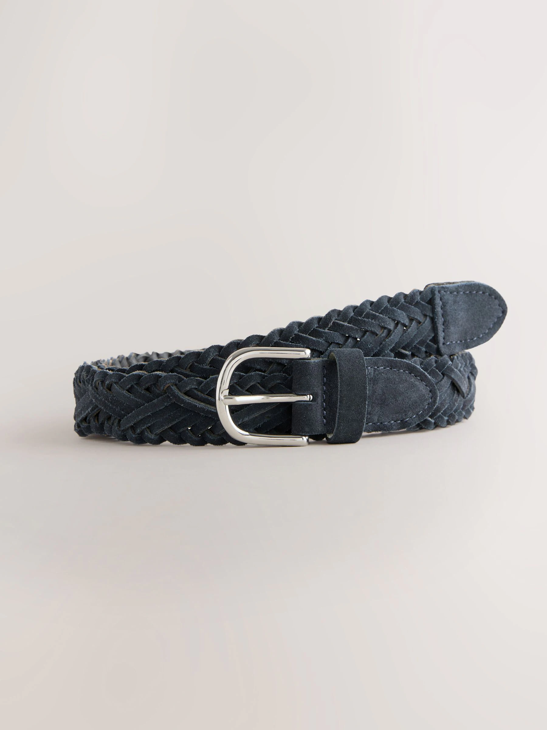 Marineblauw - Hand Plaited Leather Belt