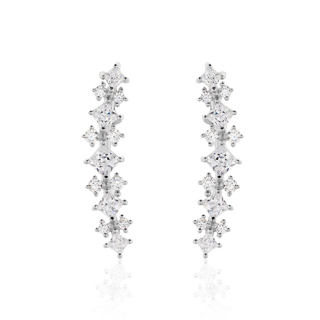 Bijoux D¿oreilles Grimpants Sarida Argent Blanc Oxyde De Zirconium