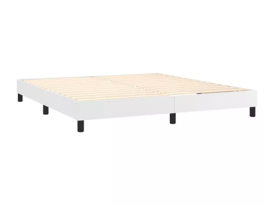 Sommier tapissier et matelas et LED Blanc 180x200 cm Similicuir
