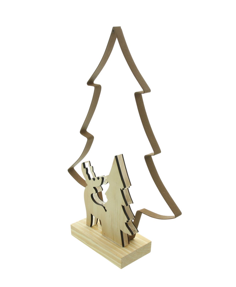 FRANK FLECHTWAREN | LED decoratieve metalen kerstboom, 24,5 x 7 x 36 cm, spar, metaal, acryl