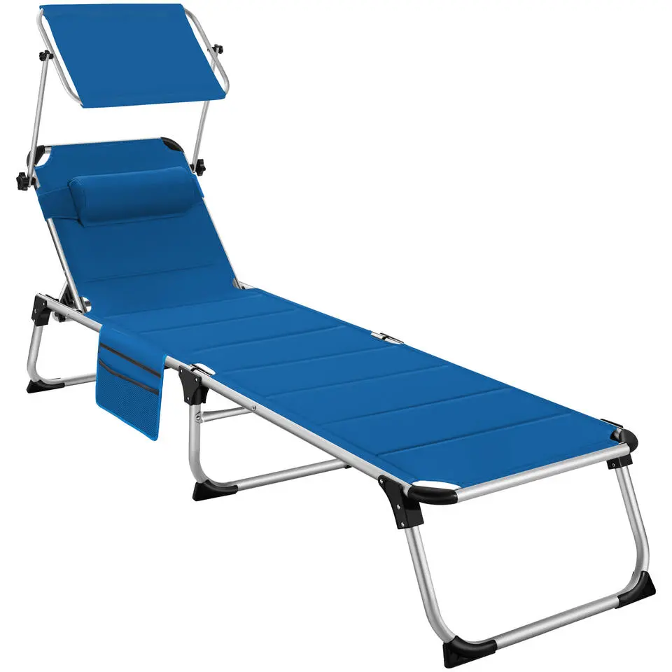 tectake Ligbed Lorella gestoffeerd, inklapbaar, Blauw