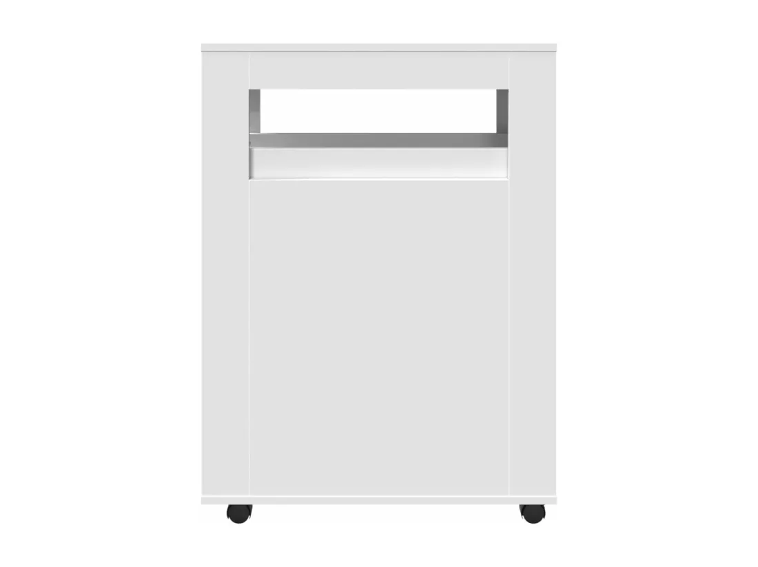 Meuble étroit de salle de bain à roulettes blanc