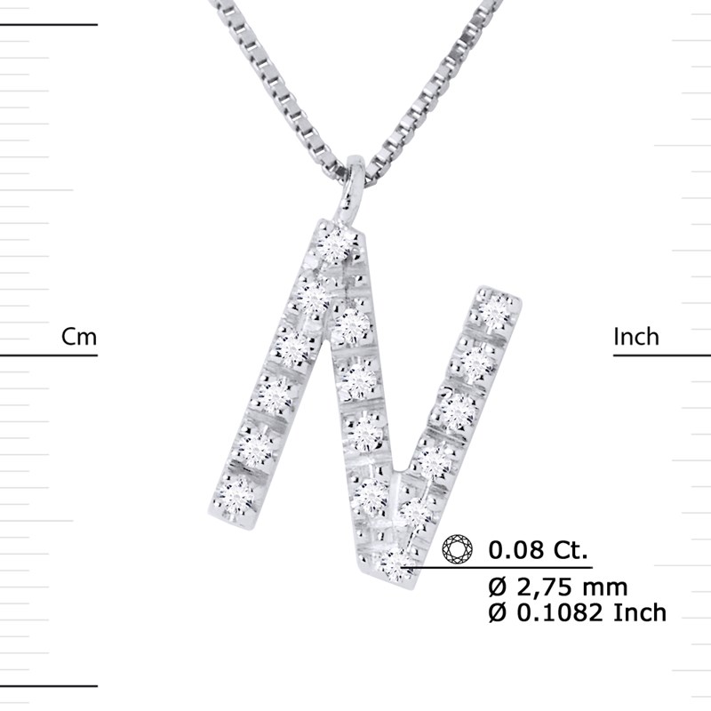Collier ALPHABET Diamants 0,08 Cts  LETTRE 