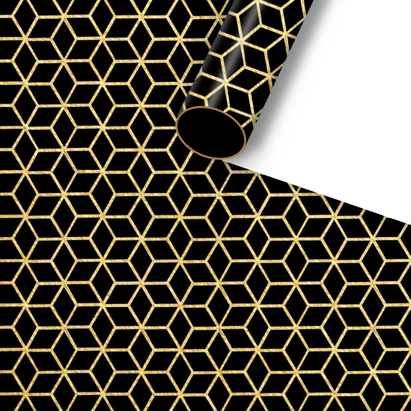 (4er Set) 70x50cm Geschenkpapier Deko Geschenk Verpackung mit Geometrischem Muster - Weiss / Beige / Schwarz