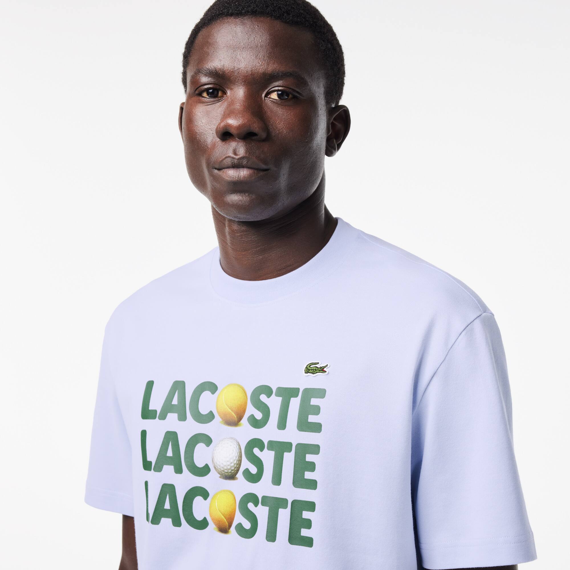 T-Shirt aus resistenter Baumwolle mit Ball-Aufdruck T-Shirts - Blau - Lacoste - Herren