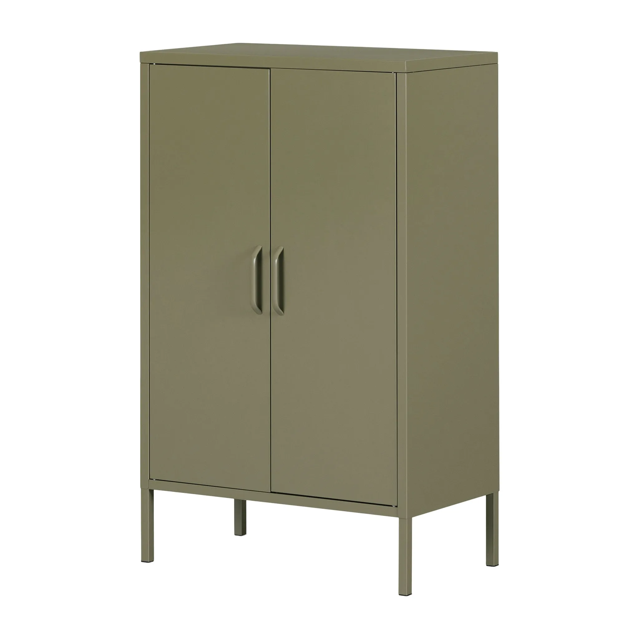 South Shore Meuble de rangement avec 2 portes en métal - Crea Vert olive
