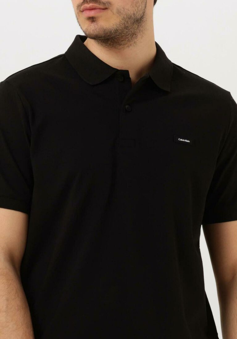 CALVIN KLEIN zwarte calvin klein polo stretch pique slim button polo