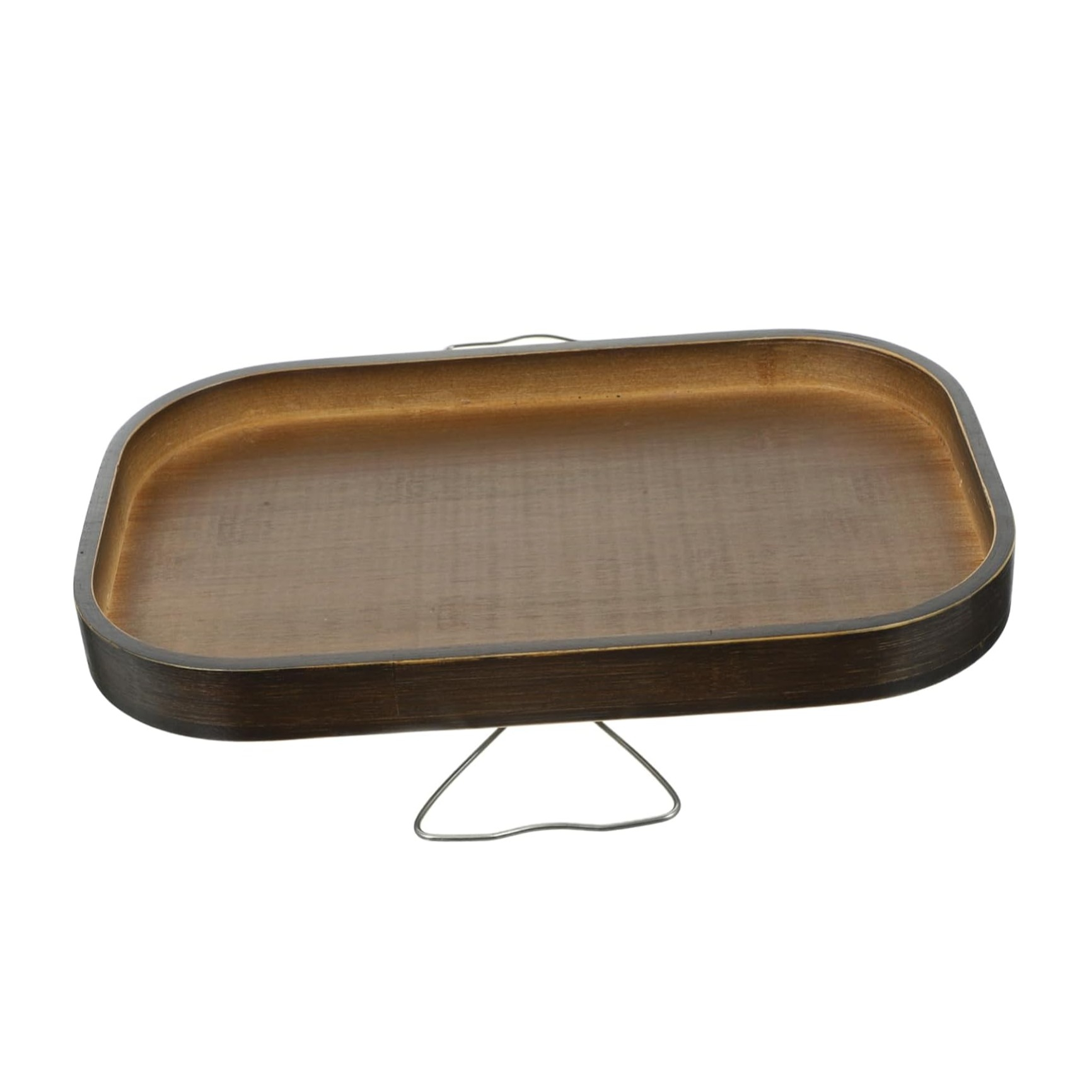 (33x22cm) Bambus Mini Sofa Tablett Faltbarer Servier Clip Tisch Couch Armlehnen Ablage - Braun
