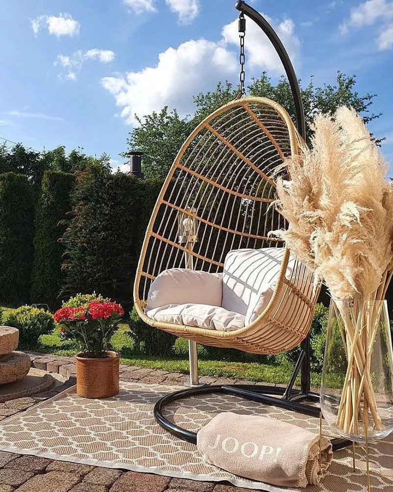 Hangstoel met standaard CASOLI PE rotan Natuurlijk