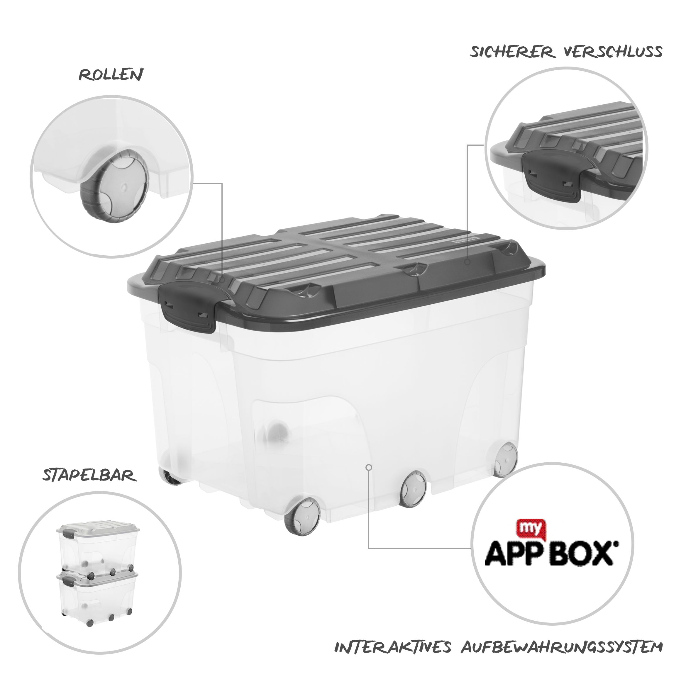 (57l) ROLLER 6 Rollbox mit Deckel Organizer Aufbewahrungs Behälter (1766608812)