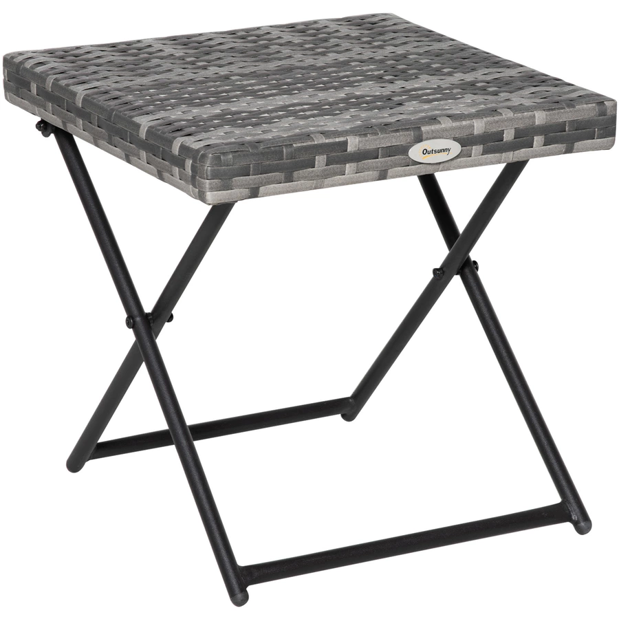 Outsunny Polyrattan Gartentisch klappbar grau