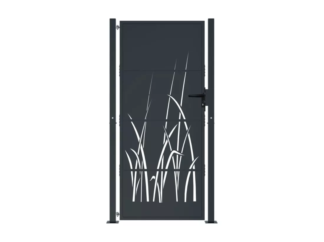 Portail de jardin anthracite 105x205cm acier conception d'herbe