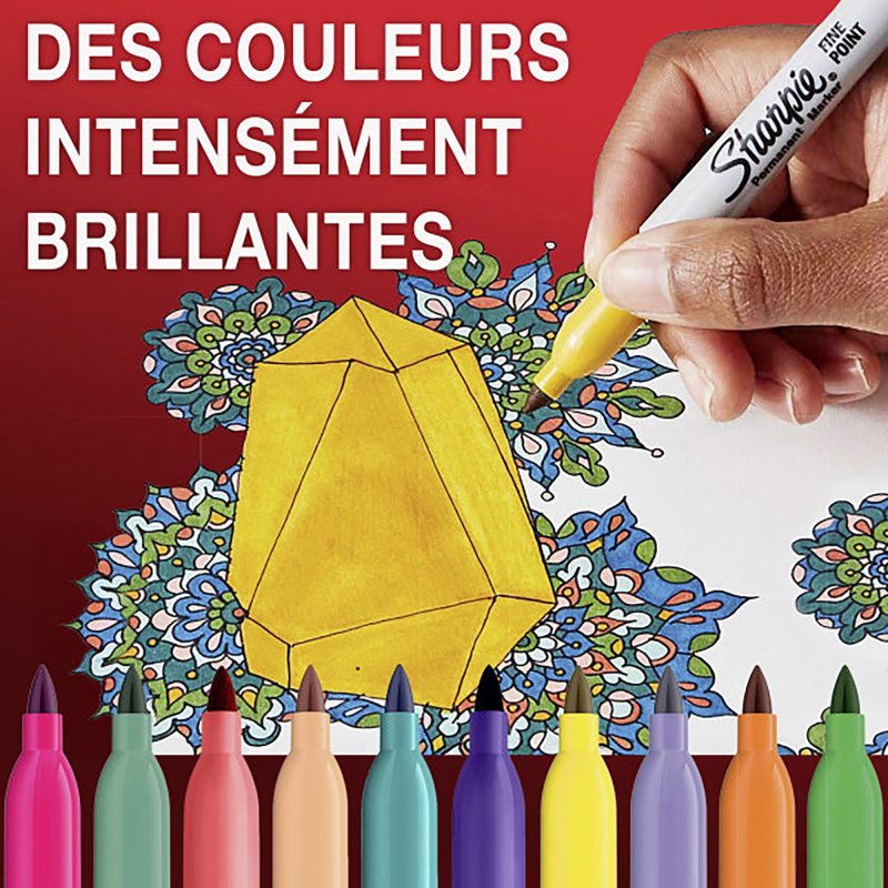 Marqueur permanent Sharpie pointe fine - Pochette de 24