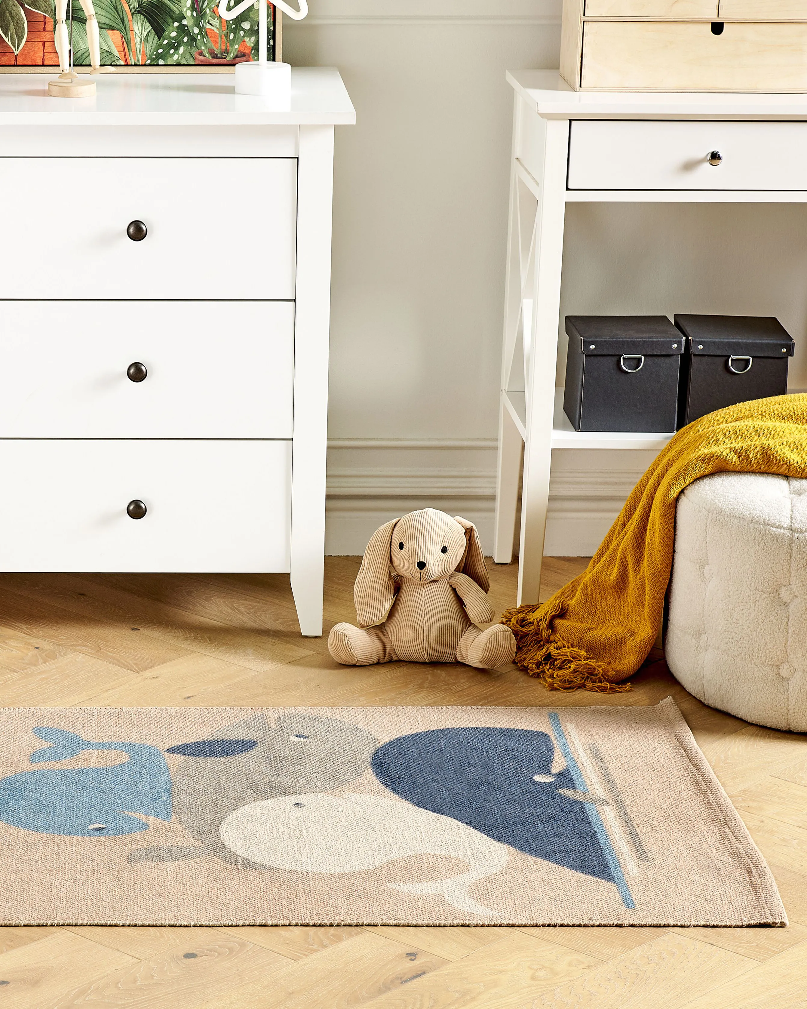 Kindervloerkleed SEAI Beige 80 x 150 cm Katoen