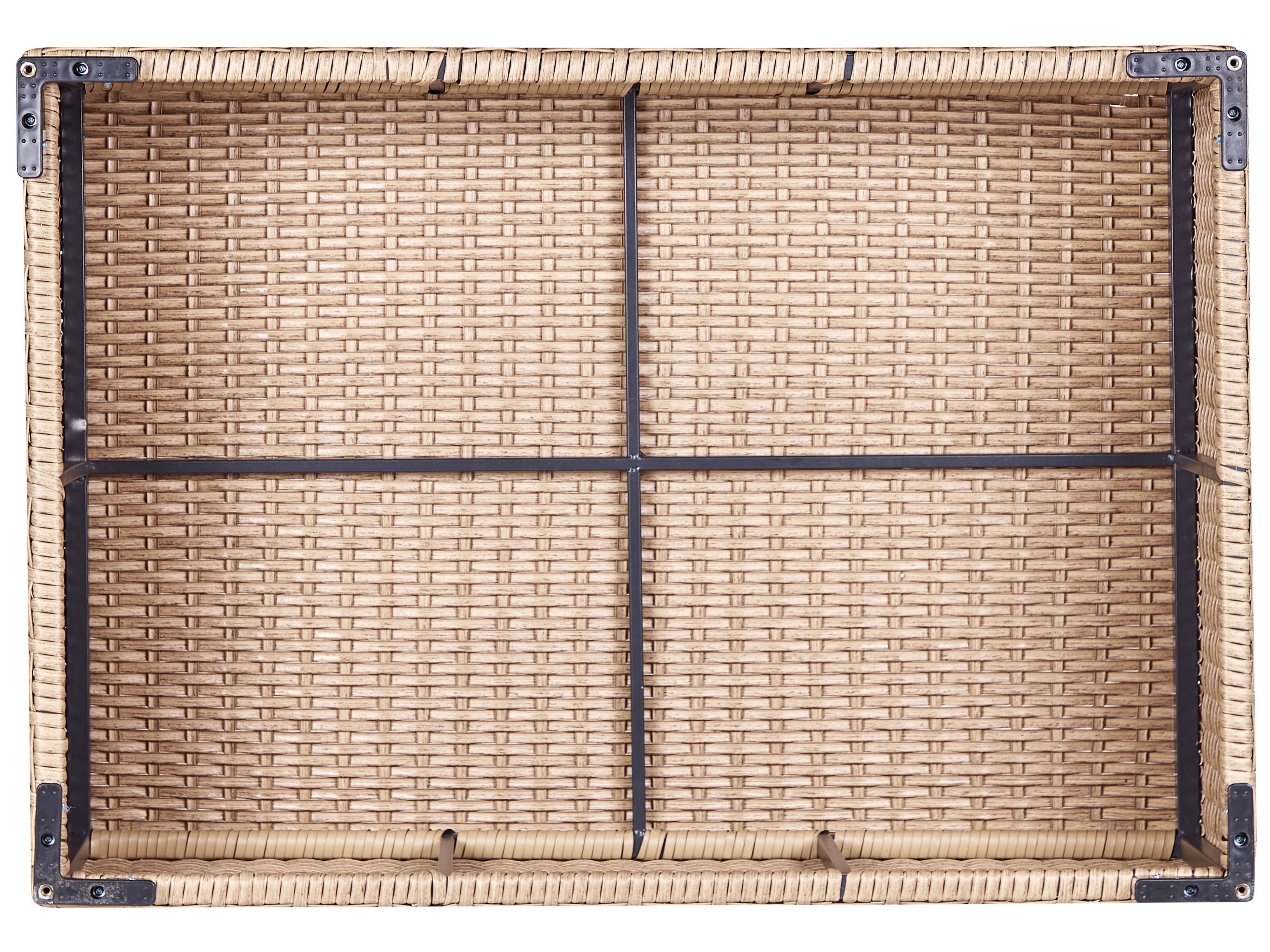 Loungeset met tafel 8-zits XXL rechtszijdig modulair PE rotan Zandbeige