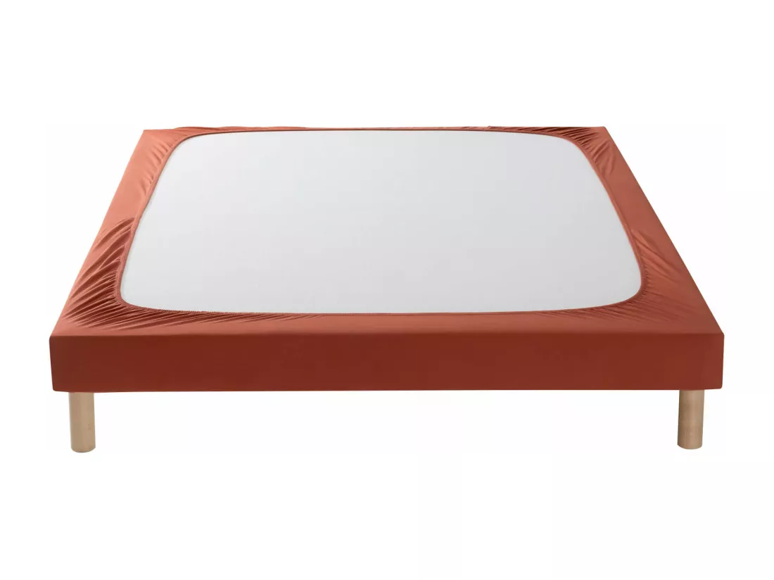 Cache-sommier coton jersey terre de sienne 90x190/200