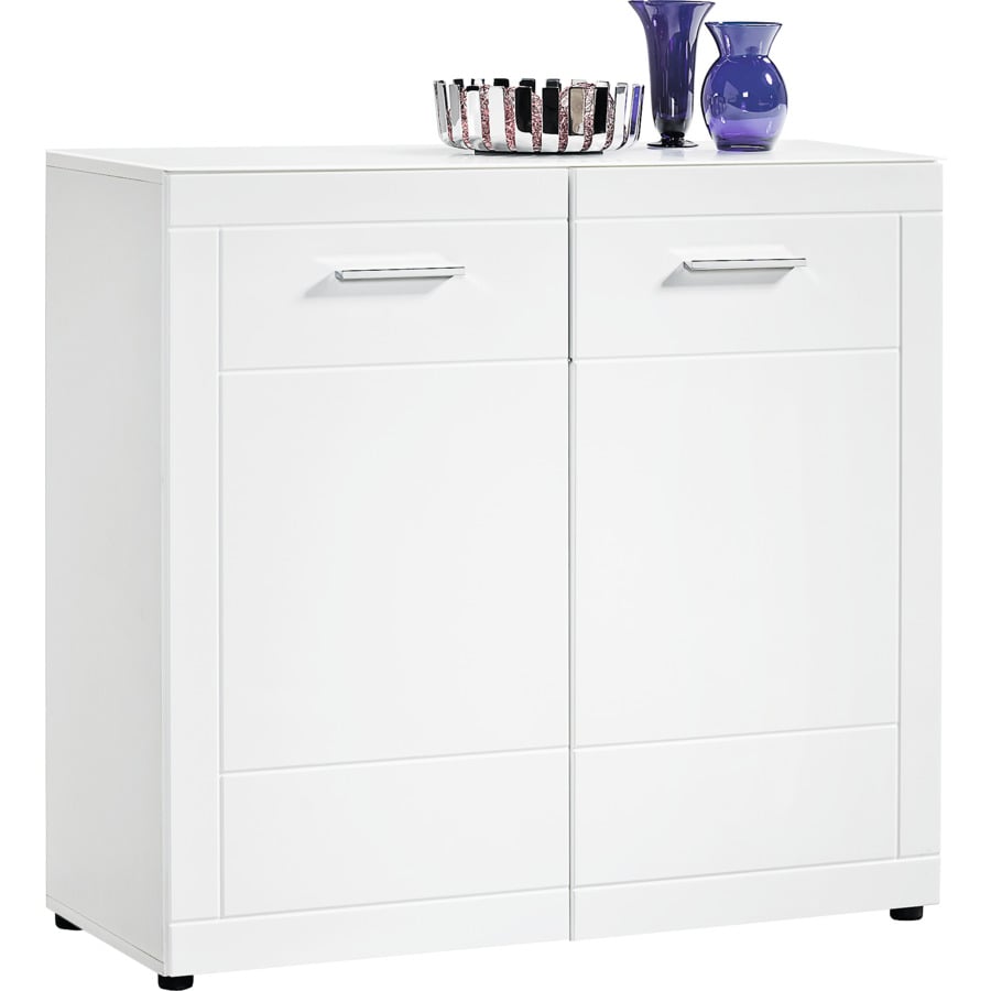 Vitrine Atlantis MDF weiss Hochglanz 90 x 137 x 40 cm