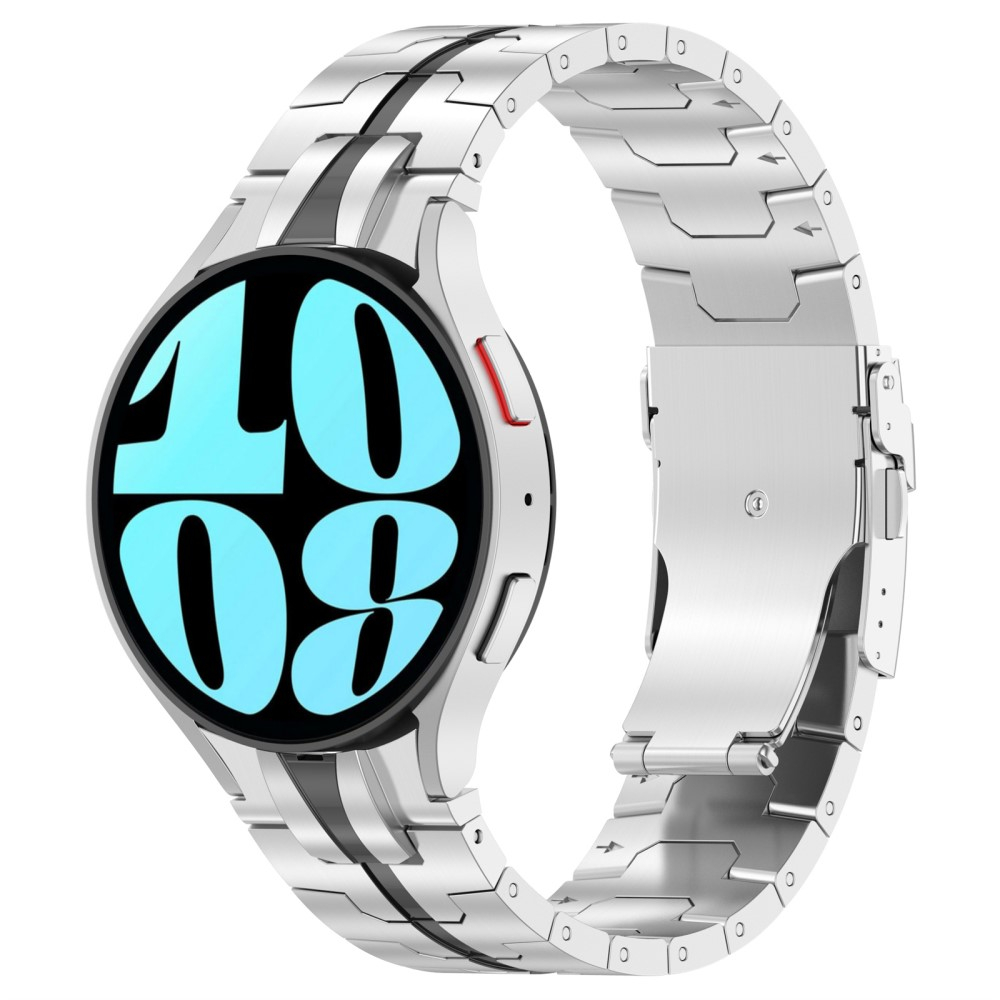 Samsung Galaxy Watch 7 (40mm) Edelstahl Armband mit Butterfly-Verschluss (20mm) - Silber / Schwarz