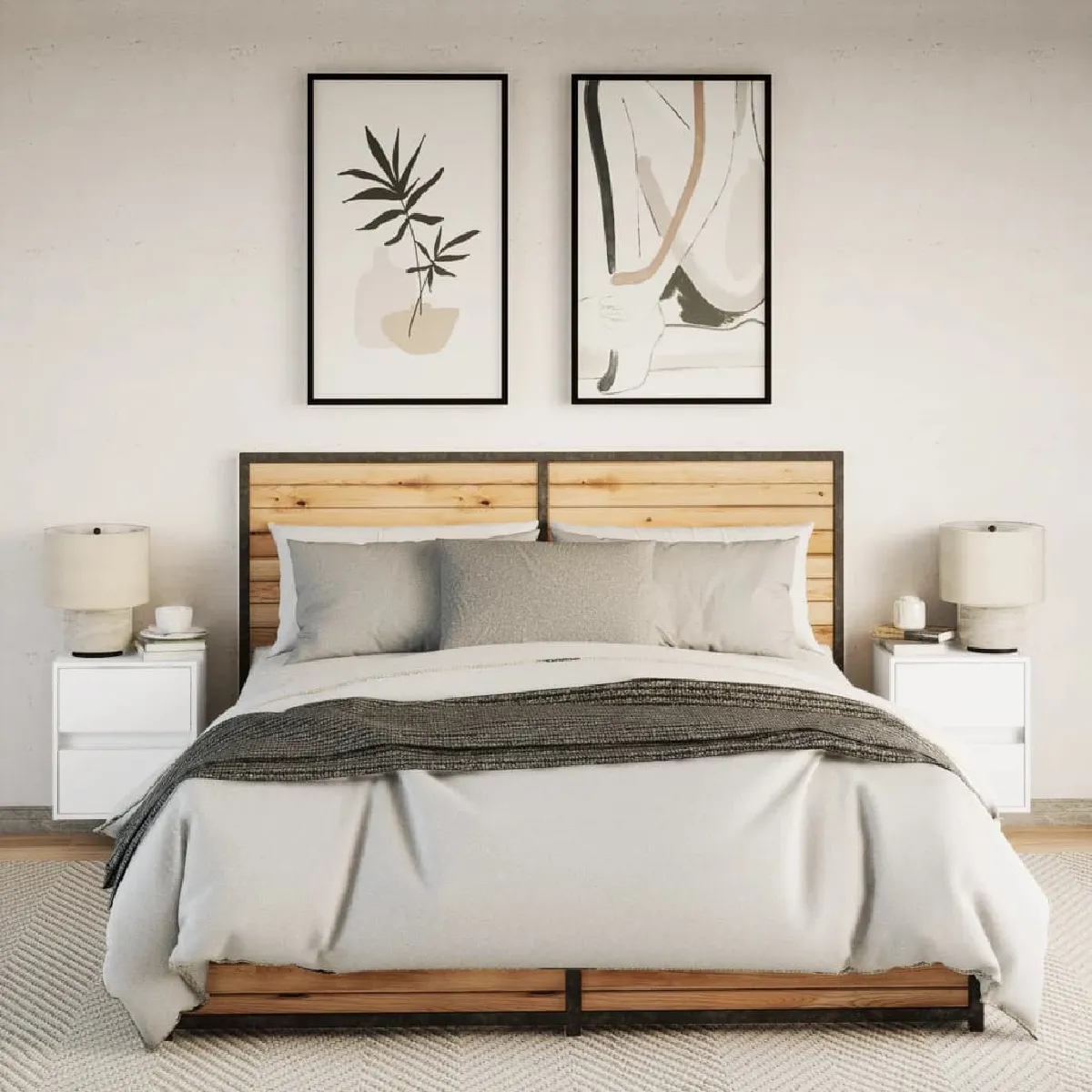 vidaXL Tables de Chevet Murales LED Blanc