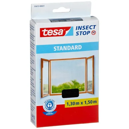 tesa Insect Stop Fliegengitter STANDARD Fenster 1,3m x 1,5m, anthrazit