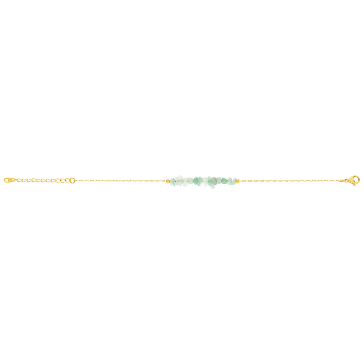 Bracelet acier doré aventurines vertes 20 cm