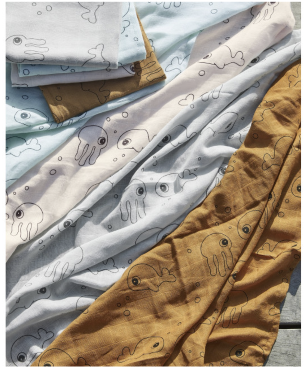 LOT DE 2 LANGES SEA FRIENDS ROSE - Ecru